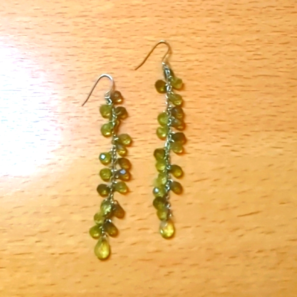 Elegant Green Earrings with Tapered Design 3.5 Inches